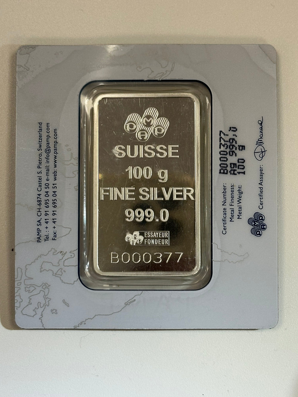 Pamp Suisse 100 Grams Rare Rose Silver Ingot 99.9%