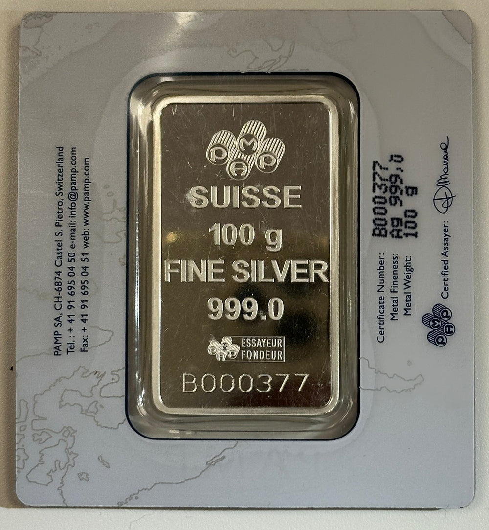 Pamp Suisse 100 Grams Rare Rose Silver Ingot 99.9%