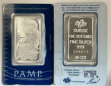 Pamp Suisse 1 Troy Oz 31.1 Grams Lady Fortuna Silver Ingot 99.9%