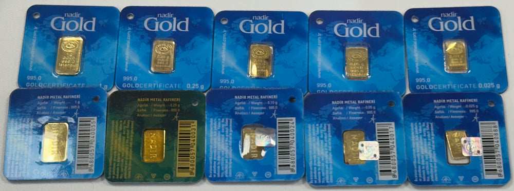 Nadir 24K Gold Collectors Set inc 1 Gram, 0.25g, 0.1g, 0.05g and 0.025g