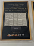 100 Grains 999 Silver Bullion Barter Card DOUBLEBACK 20x 5 Grain Solid Silver per Card - GRAINMINT