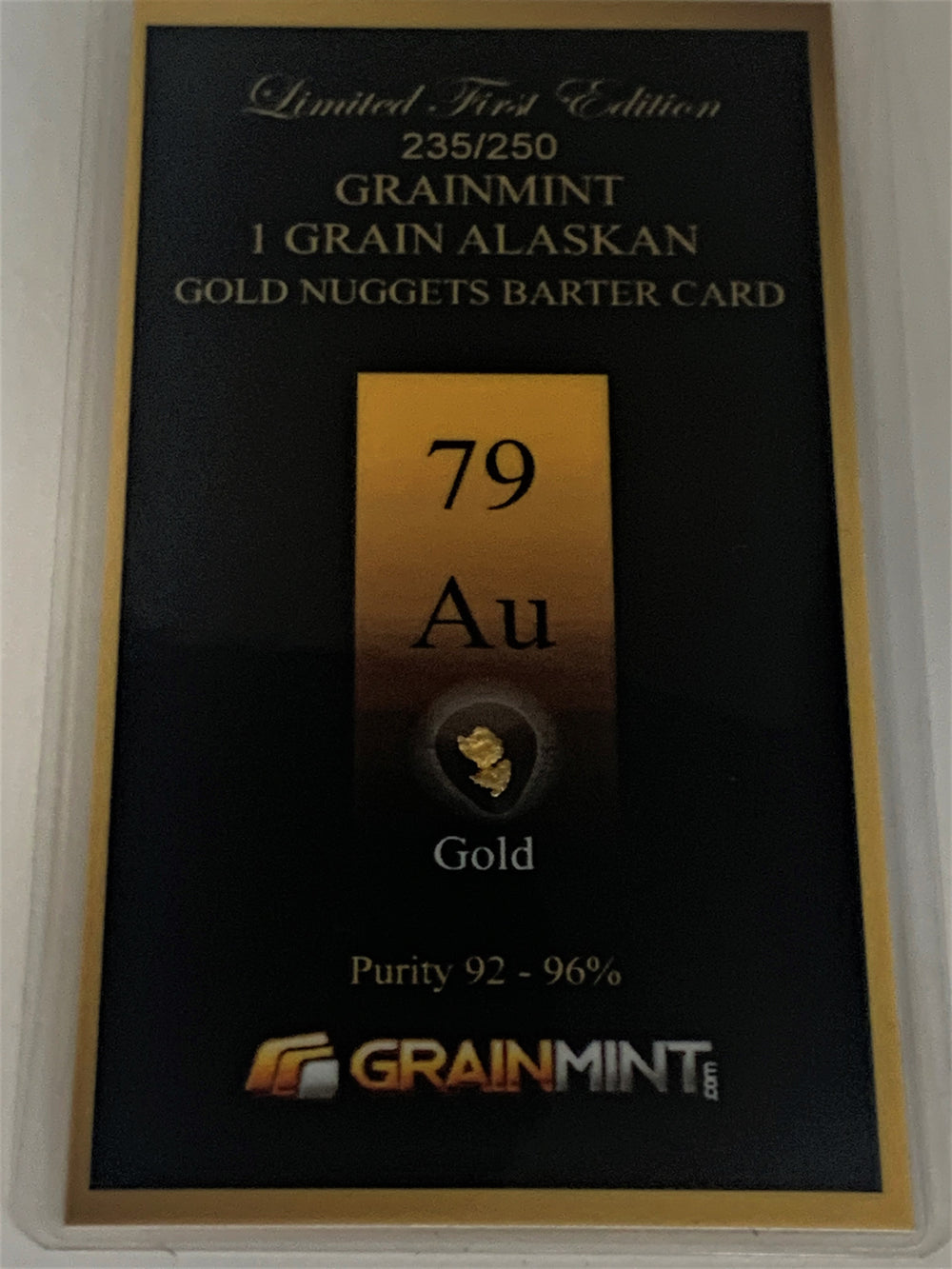 1 Grain Authentic Alaskan Gold Nuggets in Bullion Barter Card 92 - 96% Pure - GRAINMINT