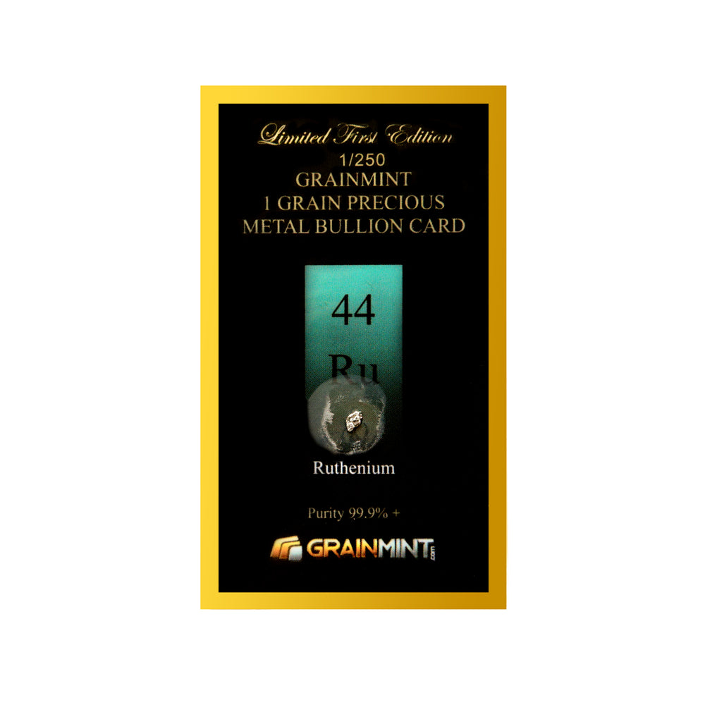 1/4, 1/2 or 1 Grain Pure Ruthenium Metal in GRAINMINT Bullion card 99.9% - GRAINMINT