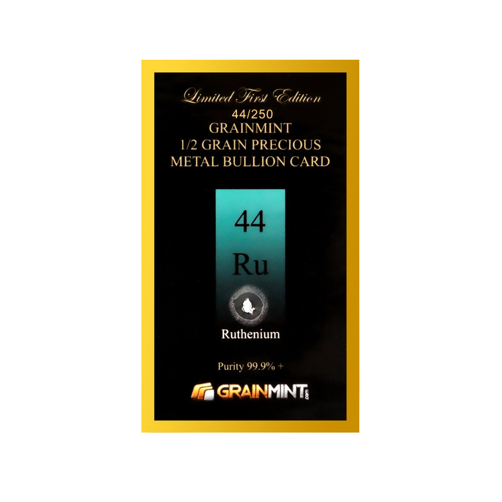 1/4, 1/2 or 1 Grain Pure Ruthenium Metal in GRAINMINT Bullion card 99.9% - GRAINMINT