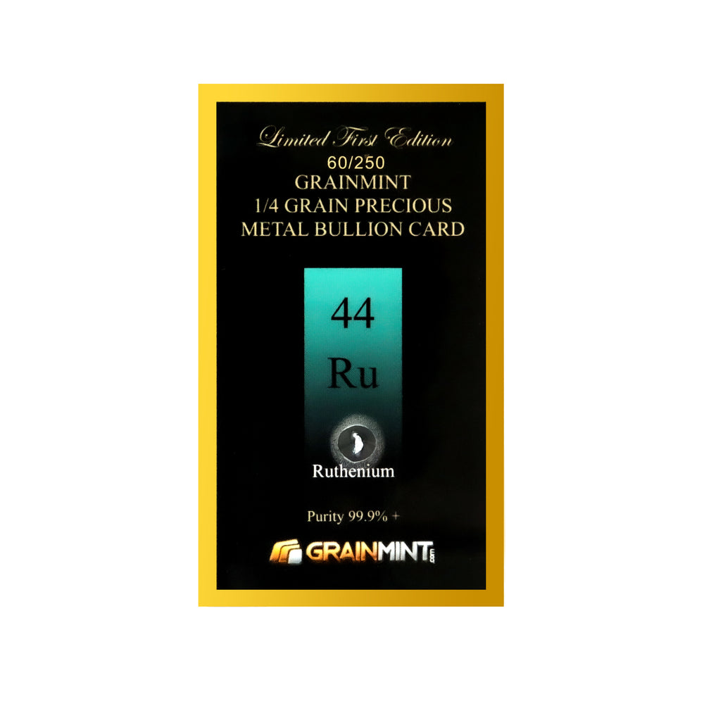 1/4, 1/2 or 1 Grain Pure Ruthenium Metal in GRAINMINT Bullion card 99.9% - GRAINMINT