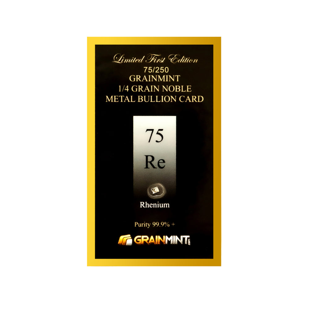 1/4, 1/2 or 1 Grain Pure Rhenium Metal in GRAINMINT Bullion card 99.9% - GRAINMINT