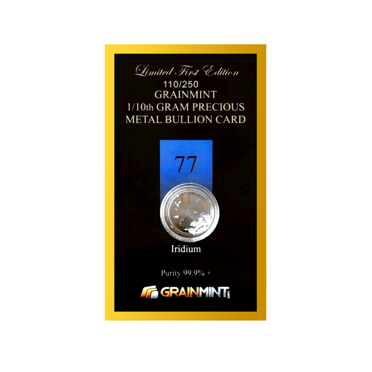 1/4, or 1/10th Gram Pure Iridium Crystal Metal in Grainmint