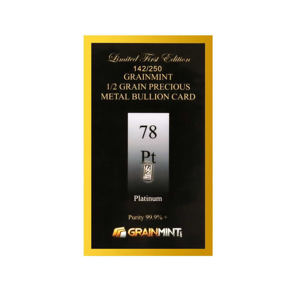 1/4, 1/2 Grain MINTED Pure Platinum Metal in GRAINMINT Bullion card 99.9% - GRAINMINT