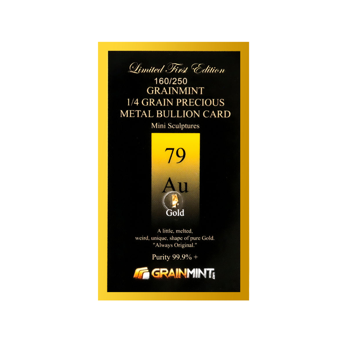 1/4, 1/2 or 1 Grain Pure Raw 24K Gold Metal in Grainmint Bullion