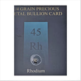 1/4, 1/2 or 1 Grain Pure Rhodium Metal in Grainmint Bullion card 99.9% - GRAINMINT